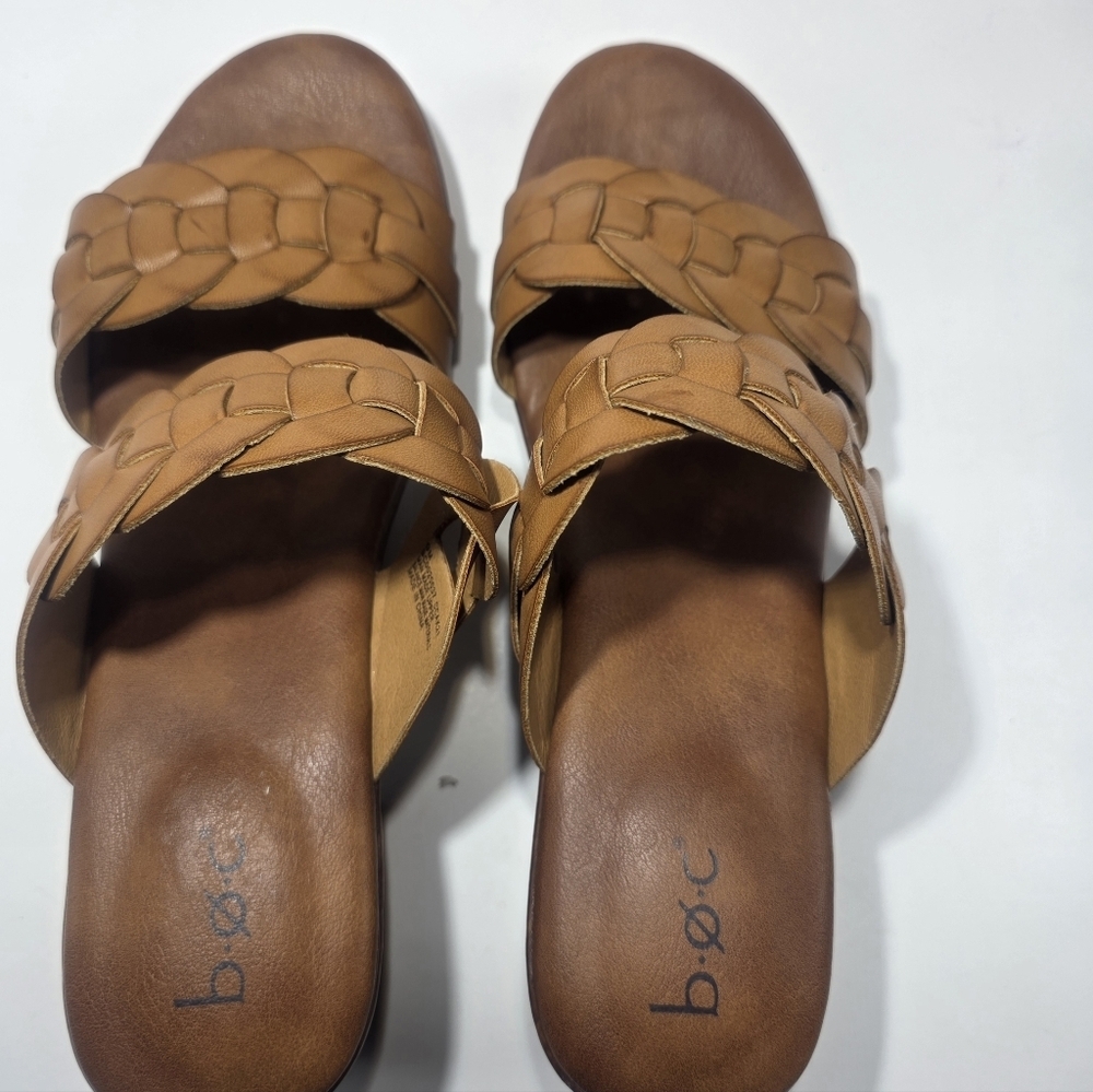 BØC Born Concept Women’s 9 Brown Leather Braided Slide Sandals Comfort Platform - Picture 4 of 8
